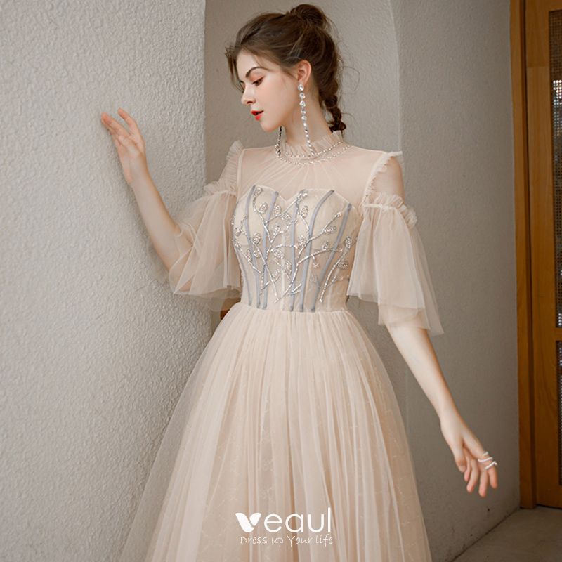 High-end Champagne Dancing Prom Dresses 2020 A-Line / Princess See ...