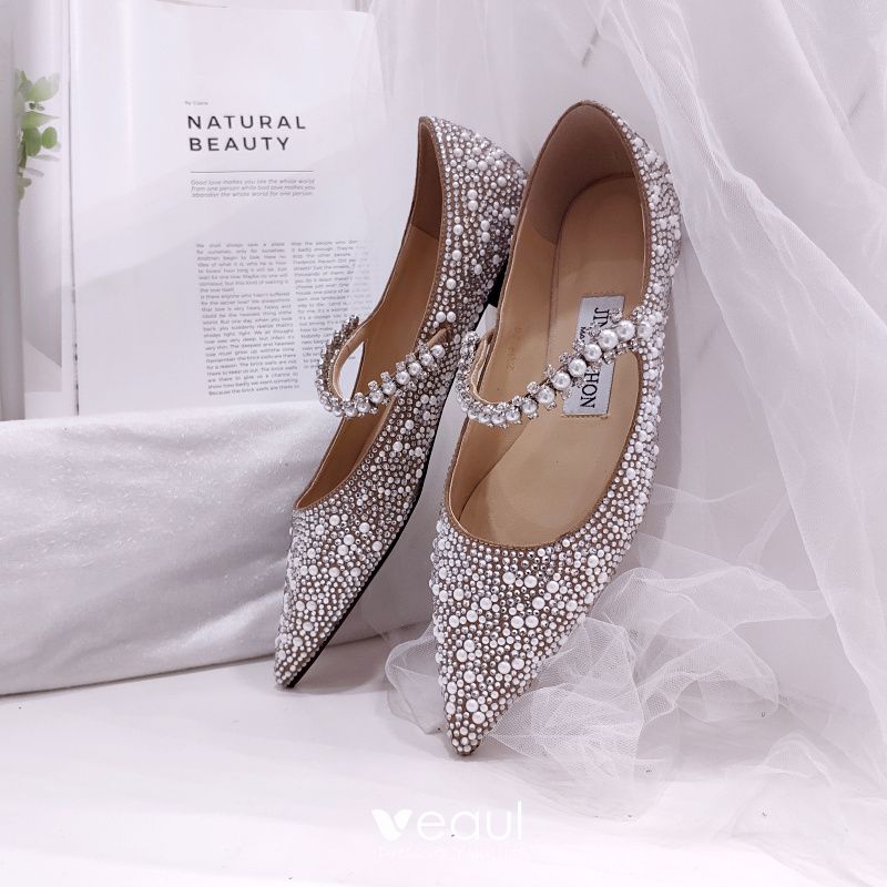 champagne flat wedding shoes