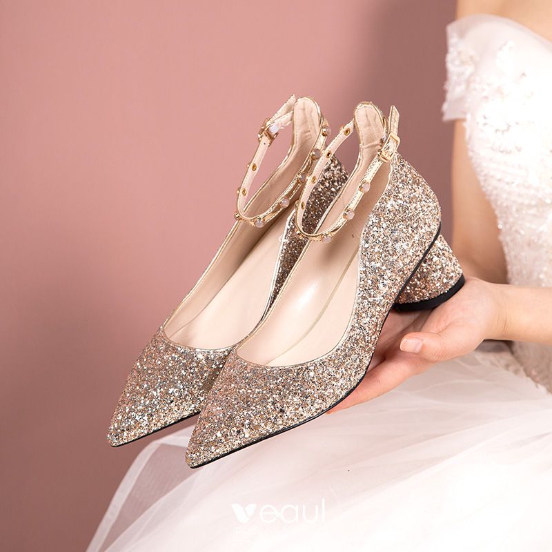 Sparkly Rose Gold Wedding Shoes 2019 