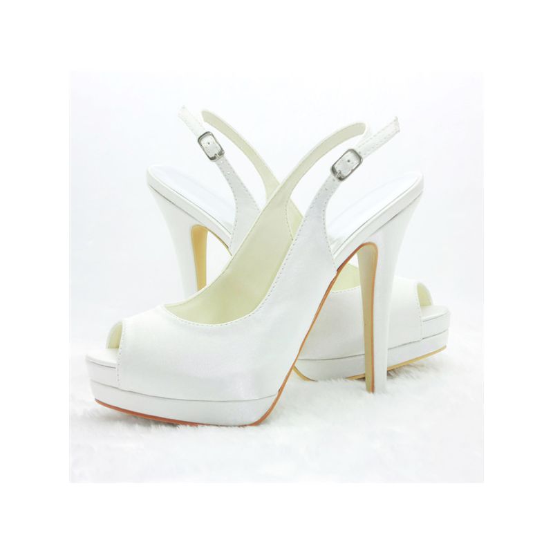 White Slingbacks Peep Toe Bridal Shoes 