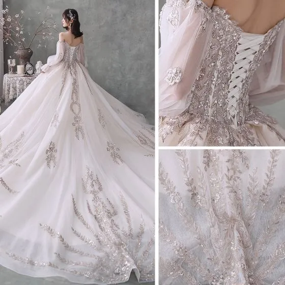 Victorian Style Champagne Bridal Wedding Dresses 2020 Ball Gown ...