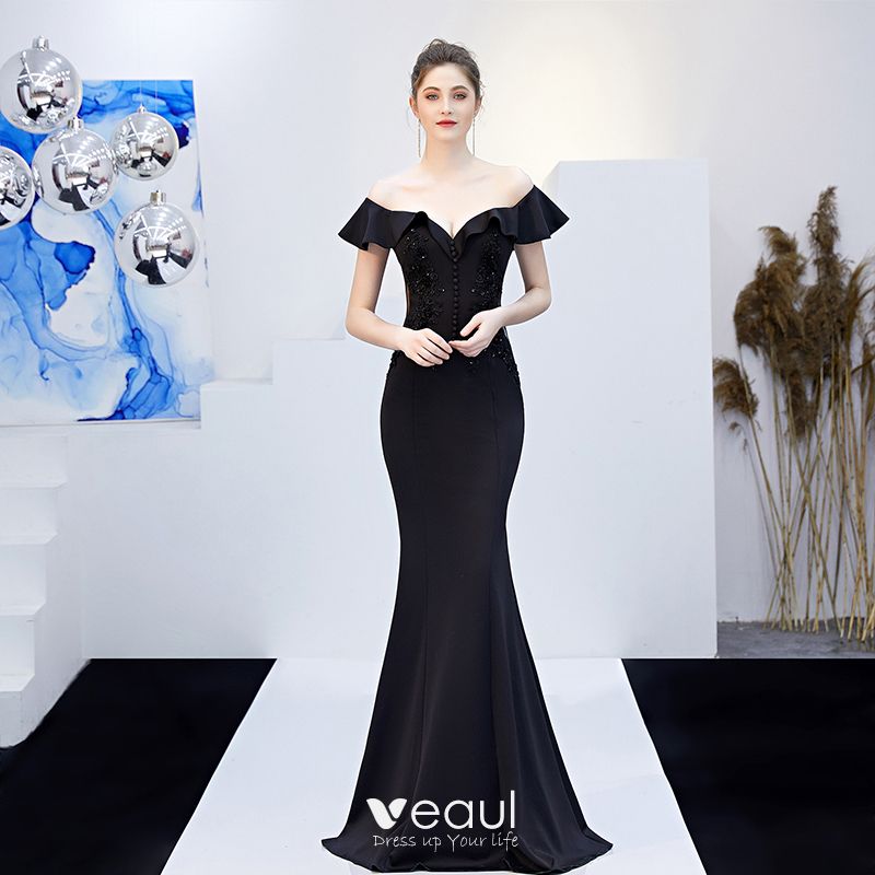 Charming Solid Color Navy Blue Evening Dresses 2019 Trumpet / Mermaid ...