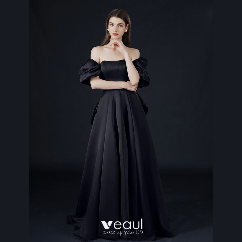 formal black satin dress