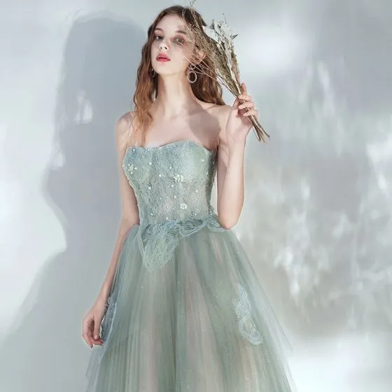 Elegant Sage Green Prom Dresses 2020 A-Line / Princess Sweetheart ...