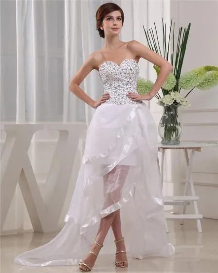 Sweetheart Strapless Asymmetrical Satin Wedding Dress