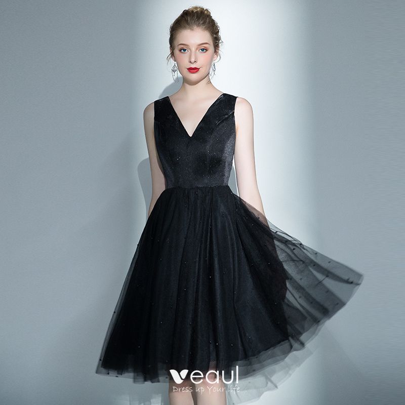 Fashion Black Homecoming Graduation Dresses 2020 A-Line / Princess V ...