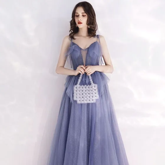 Chic / Beautiful Ocean Blue See-through Evening Dresses 2019 A-Line ...