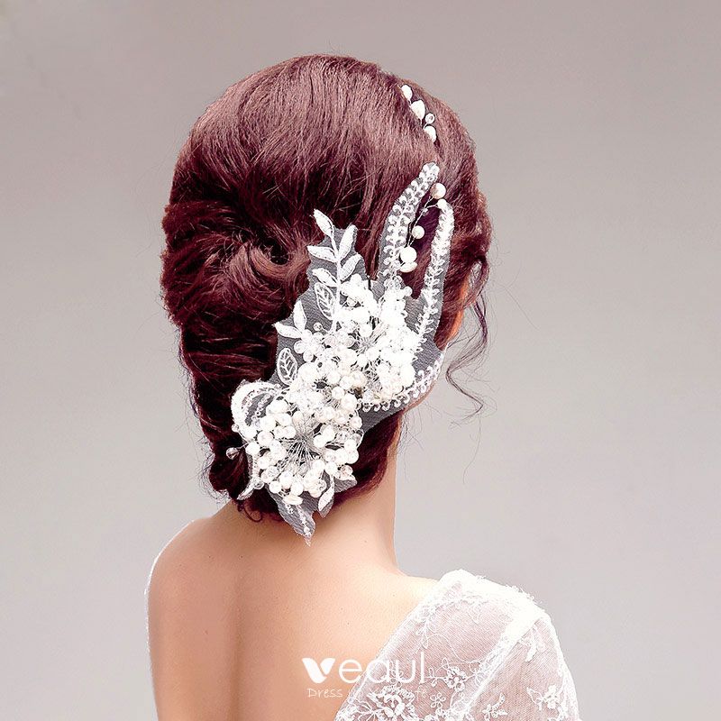 Sweet Lace Pearl Bridal Headpiece Hair Accessories / Wedding Jewelry