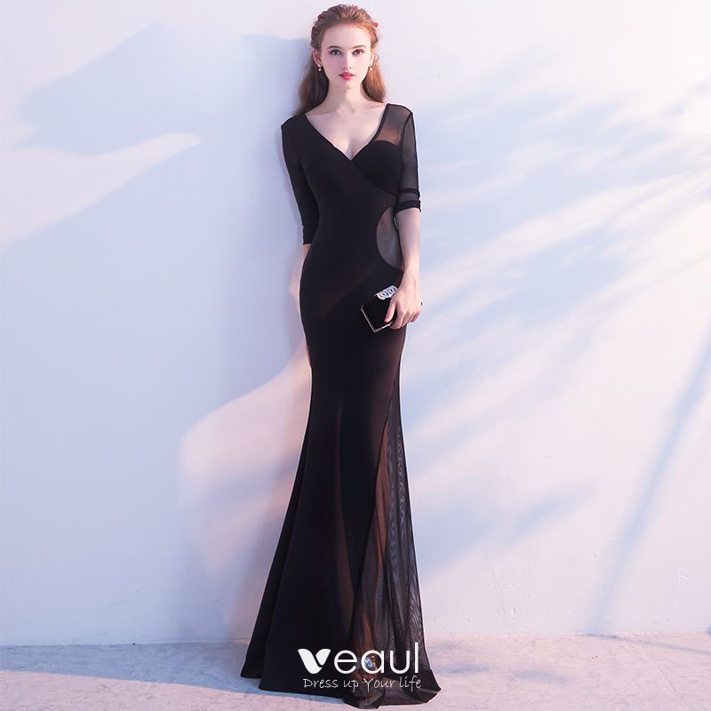 Modern / Fashion Black Evening Dresses 2017 Trumpet / Mermaid Floor ...