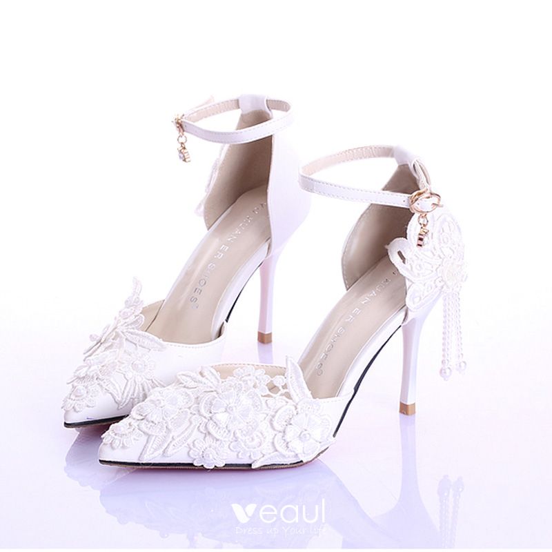 ivory ankle strap heels