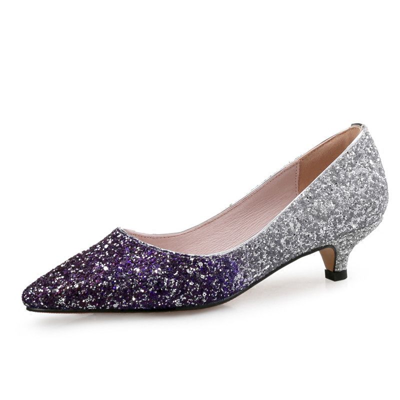 Charming Navy Blue Glitter Wedding Shoes 2020 Leather Sequins 3 cm ...