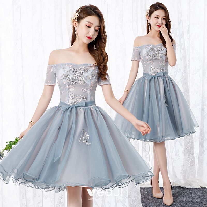silver formal dresses short