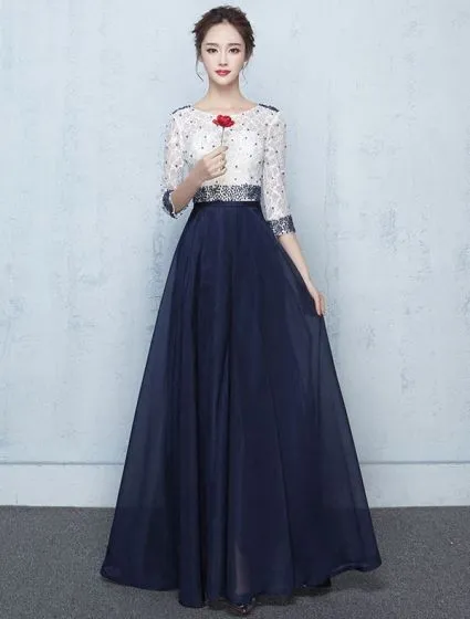 blue lace formal dress