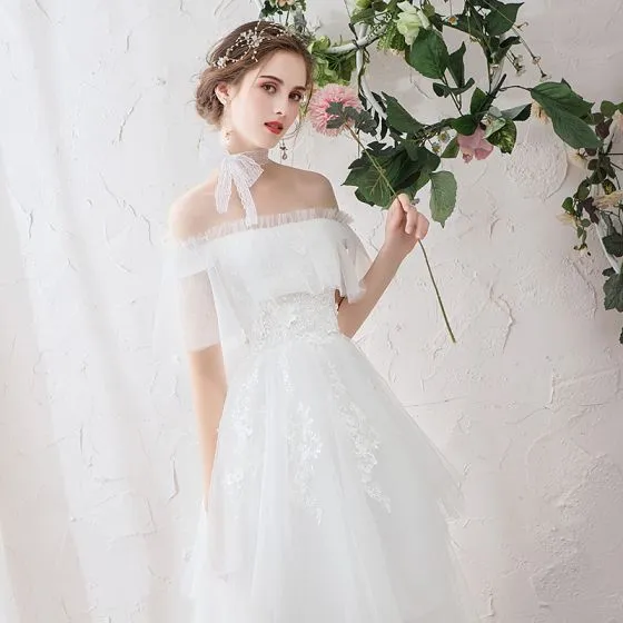 Light White Beach Wedding Dresses 2019 A-Line / Princess Off-The ...