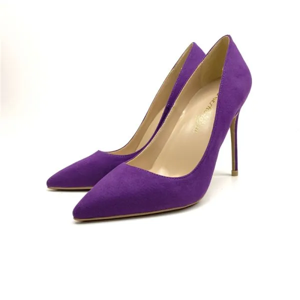 Modest / Simple Office OL Purple Suede Pumps 2020 12 cm Stiletto