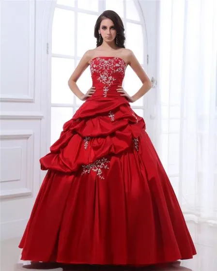 Ball Gown Satin Embroidery Ruffle Beading Women Quinceanera Prom Dresses