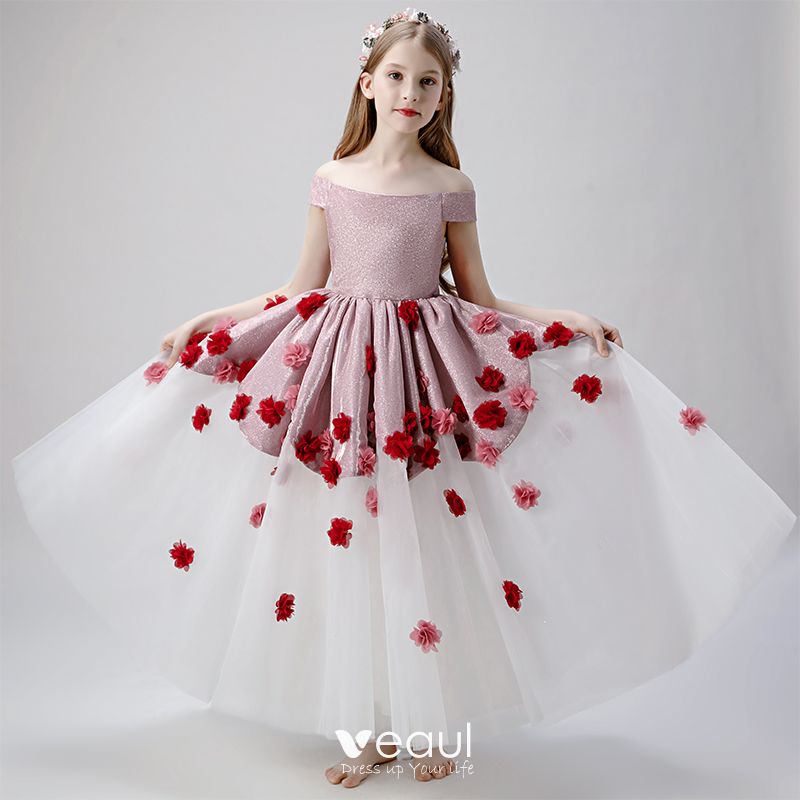 Flower Fairy Blushing Pink White Flower Girl Dresses 2019 Ball