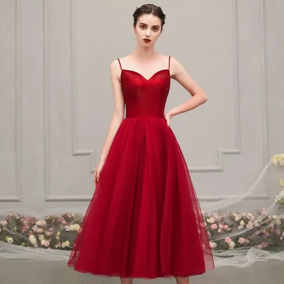 Buy CUPSHE Dress for Women A Shape Dresses Halter Spaghetti Strap V Neck  Cut Out Backless Tea Length Elastic Waist, Red, Small at