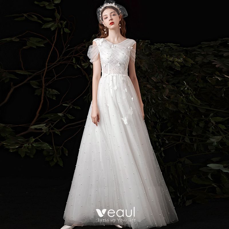 Affordable White Outdoor / Garden Wedding Dresses 2021 A-Line ...