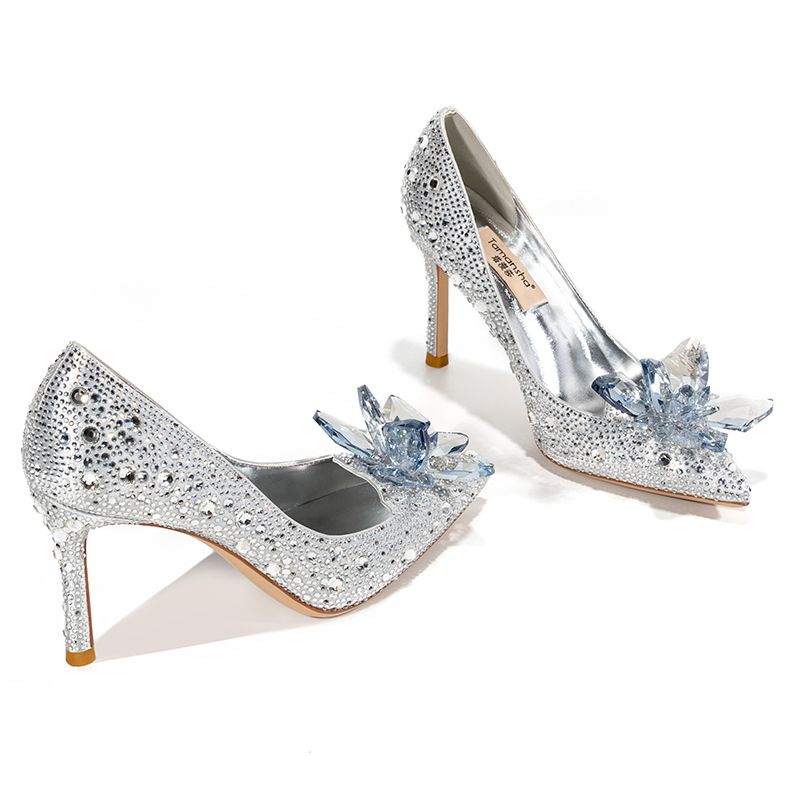 silver rhinestone heels for wedding