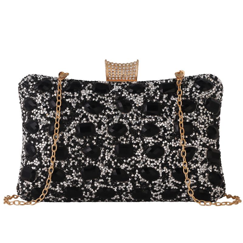 Fashion Black Rhinestone Sequins Evening Party Clutch Bags 2023