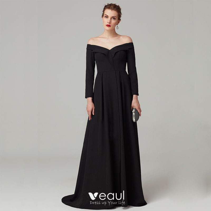 simple long sleeve black dress