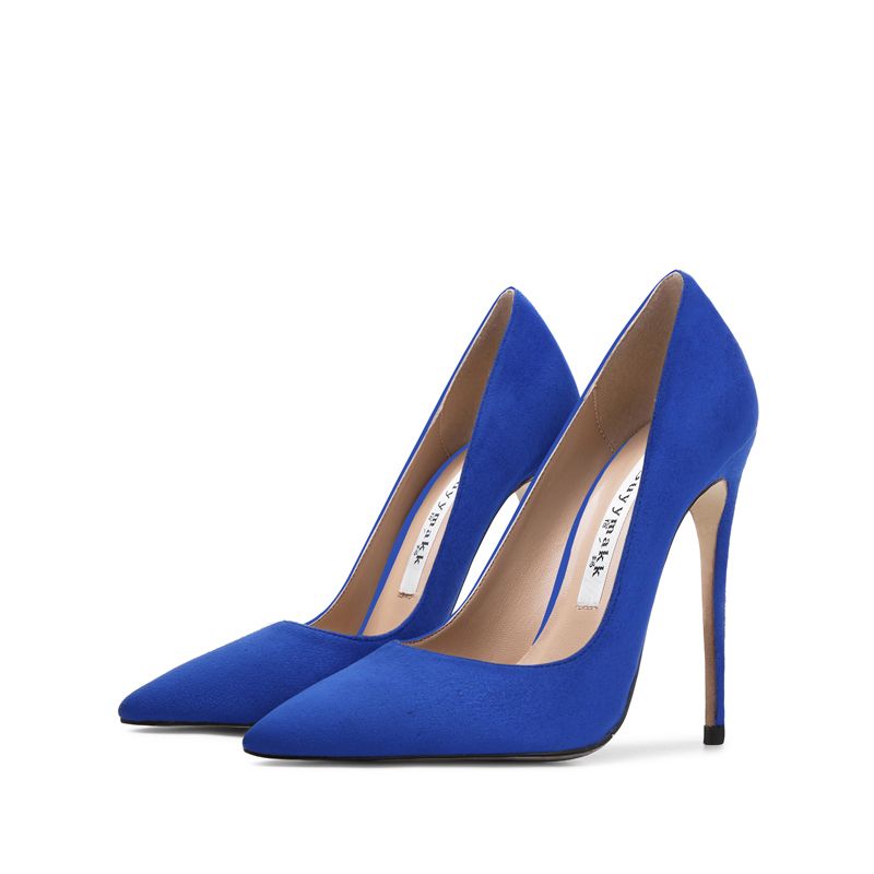 Classy Royal Blue Office OL Suede Pumps 2021 10 cm Stiletto Heels High ...