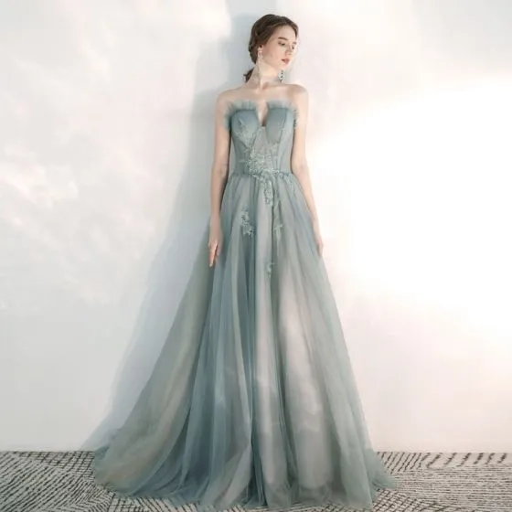 Elegant Sage Green Evening Dresses 2020 A-Line / Princess Sweetheart ...