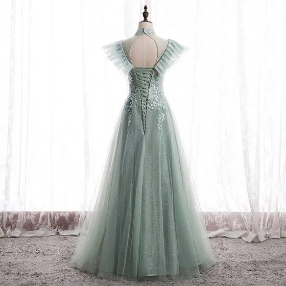 Vintage / Retro Sage Green Prom Dresses A-Line / Princess 2020 Scoop ...