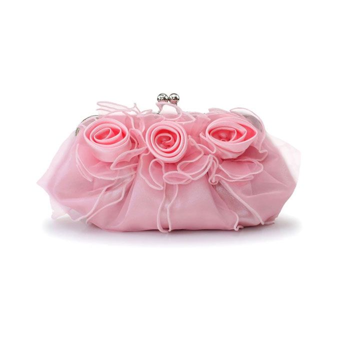 Fashion Rose Flower Clutch Bag Sweet Bridesmaid Handbag Banquet Small Bag