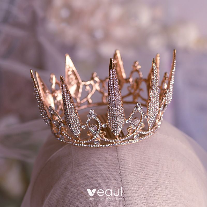 Elegant Rose Gold Bridal Hair Accessories 2019 Metal Rhinestone Tiara Wedding Accessories