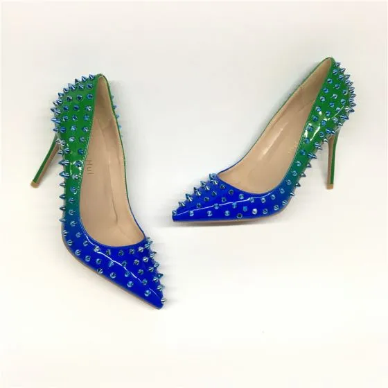 Chic / Beautiful Dark Green Royal Blue Evening Party Pumps 2020 Rivet ...