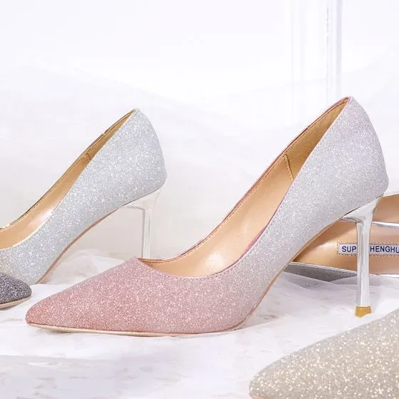 blush pink sparkly shoes