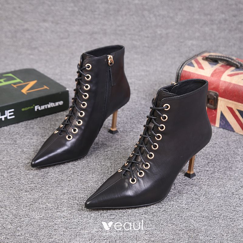Fashion Winter Black Gold Street Wear Womens Boots 2021 Leather Ankle 7 ...