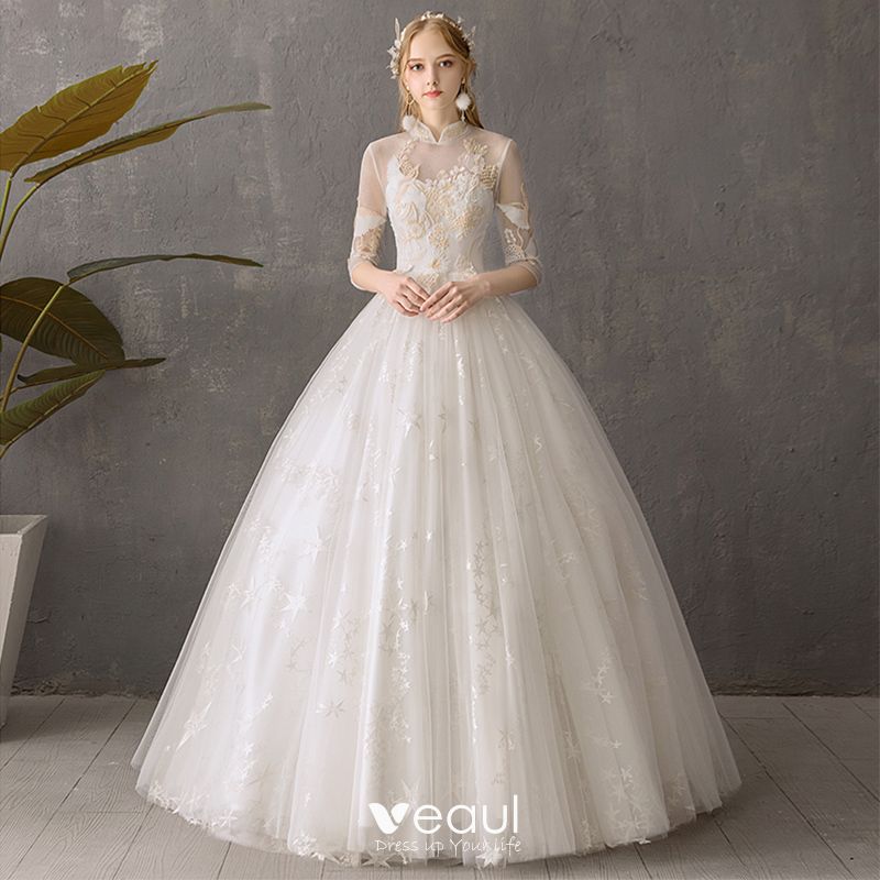 Affordable Ivory See Through Outdoor Garden Wedding Dresses 2019