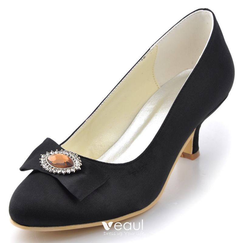 Simple Satin Wedding Shoes Diamond Bow Head Decoration Party