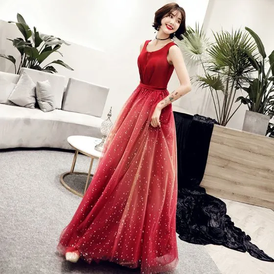 red color evening gown