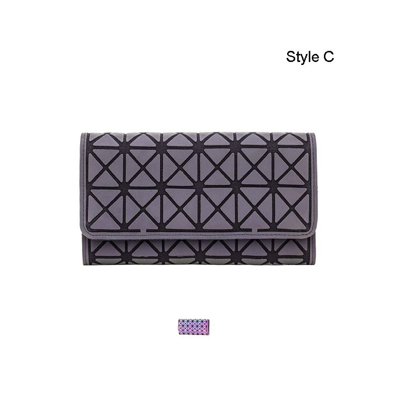 Fashion Multi-colors Luminous Geometric Square Wallet 2021 PU Reflective Holographic