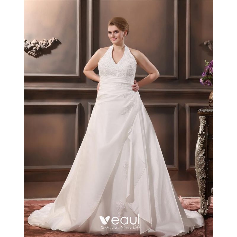 halter satin wedding dress