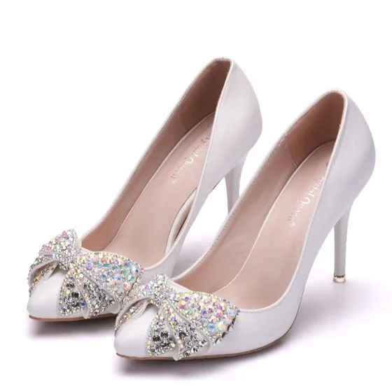 rhinestone bow heels