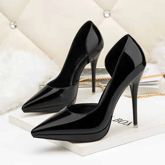 Affordable Black OL Womens Shoes 2019 Patent Leather 12 cm Stiletto ...