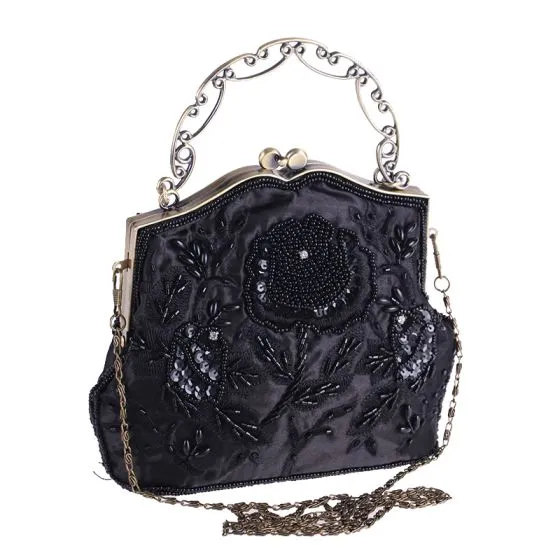 Vintage / Retro Navy Blue Sequins Beading Pearl Embroidered Clutch Bags ...