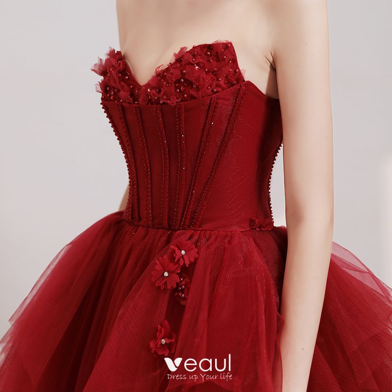 Elegant Red Prom Dresses 2020 A- Line Princess Sweetheart 