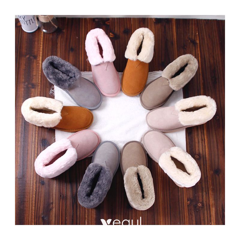 Modest / Simple Snow Boots 2017 Leather Ankle Suede Casual Flat Womens ...