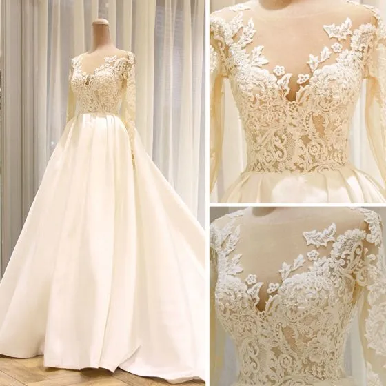 Stunning White Pierced Wedding Dresses 2018 Ball Gown Scoop Neck Long ...