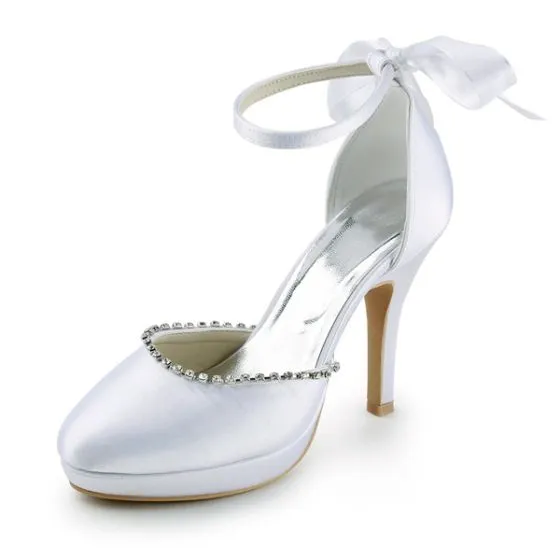 Cheap White Wedding Shoes Satin 