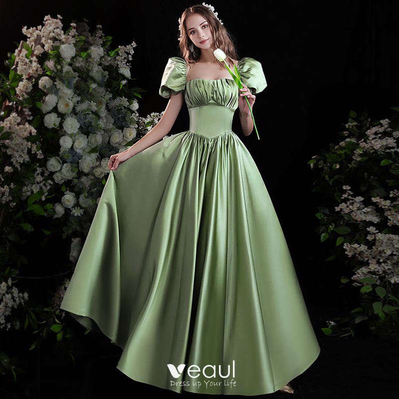 sage green ballgown