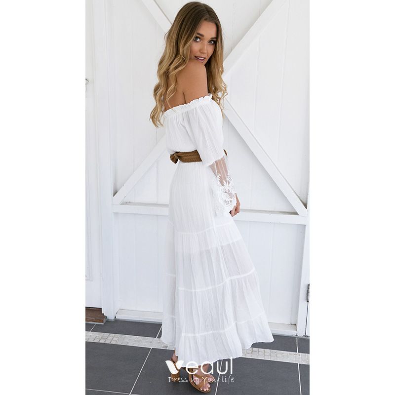 long white summer dress with sleeves