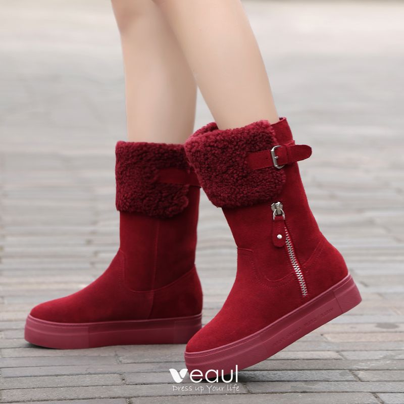 suede flat snow boots