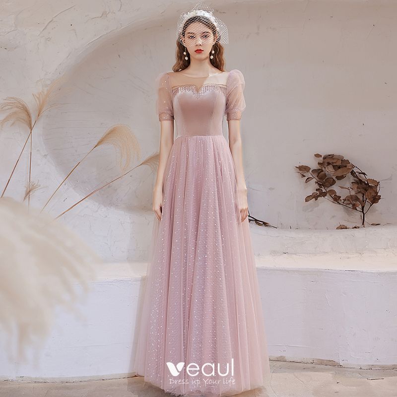 Victorian Style Blushing Pink See-through Dancing Prom Dresses 2021 A ...